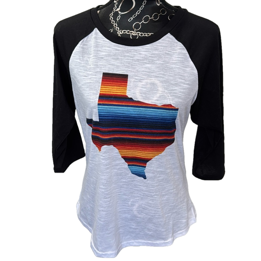 Texas Serape Graphic Tee‎ Baseball 3/4 Sleeve Top